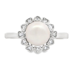 Natural FW Pearl Cubic Zirconia Ring Sterling Silver