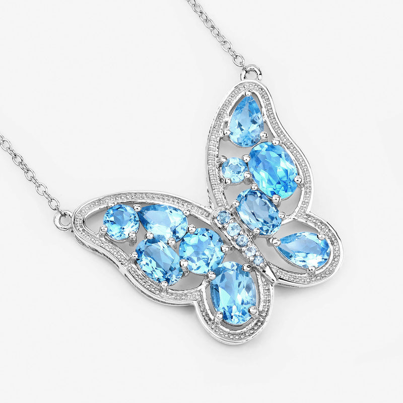 5.54 Carat Genuine Swiss Blue Topaz .925 Sterling Silver Necklace