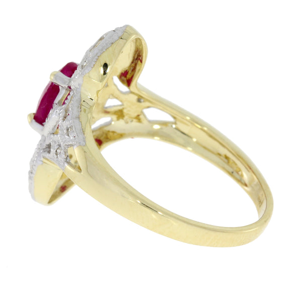 Genuine 1.05ct Ruby Diamond Ring 10KT Yellow Gold