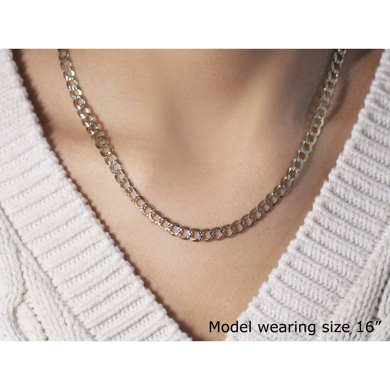 5.7mm 14k Two Tone Gold Pave Curb Chain