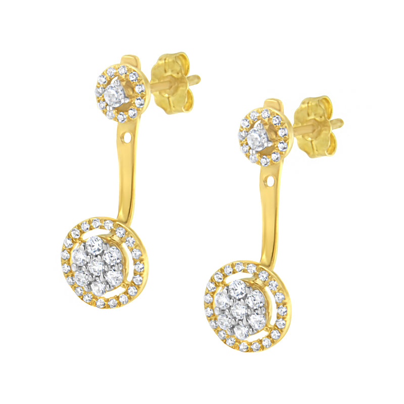 14K Yellow Gold Plated .925 Sterling Silver 5/8 Cttw Diamond Removable Stud and Dangle Earrings (I-J Color, I2-I3)