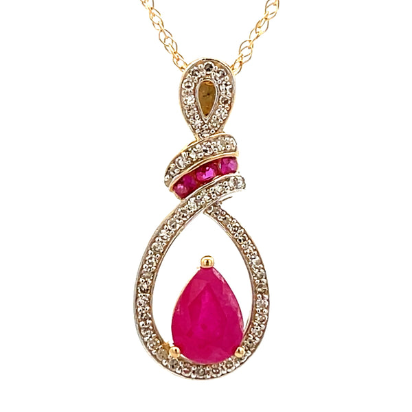 1.00ct Ruby Diamond Fashion Pendants 14KT Yellow Gold