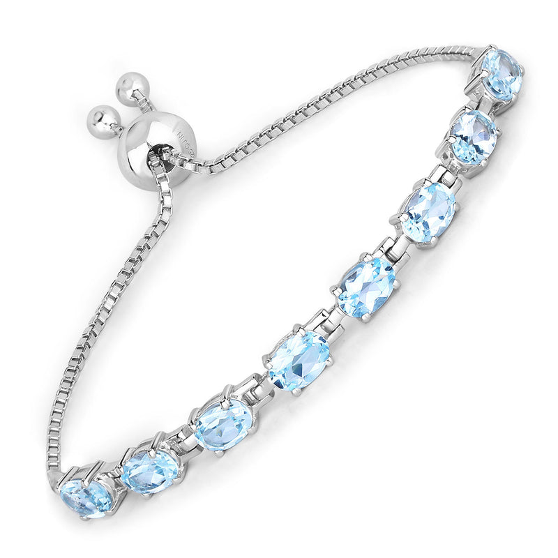 7.60 Carat Genuine Blue Topaz .925 Sterling Silver Bracelet