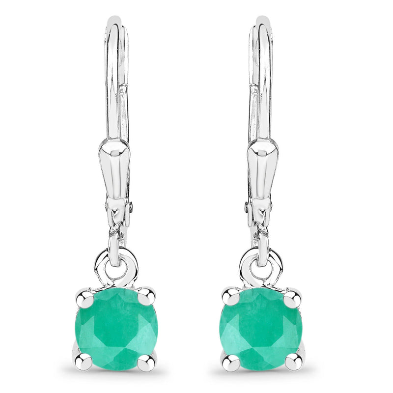 0.92 Carat Genuine Emerald .925 Sterling Silver Earrings