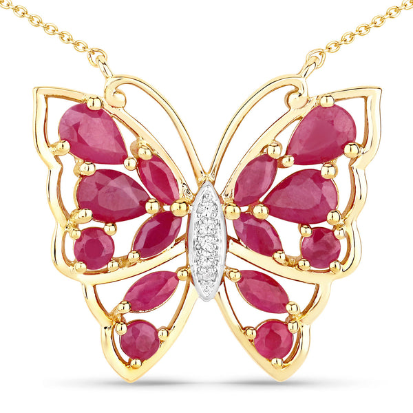 2.88 Carat Genuine Ruby and White Zircon .925 Sterling Silver Necklace