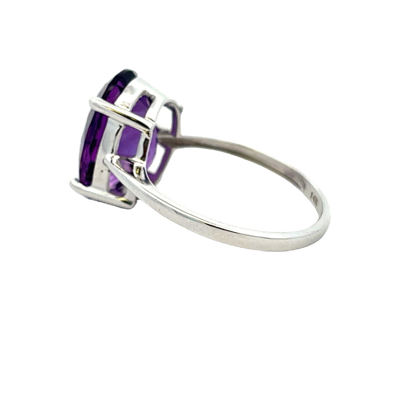 Natural 6.50ct Amethyst Ring 14KT White Gold