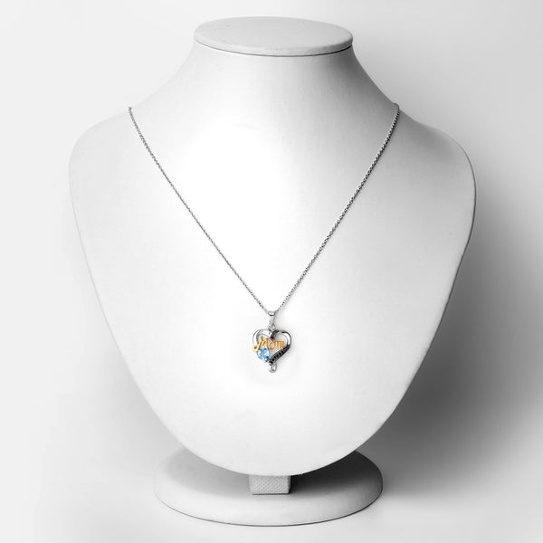 0.57 Carat Genuine Swiss Blue Topaz and Black Spinel .925 Sterling Silver Pendant