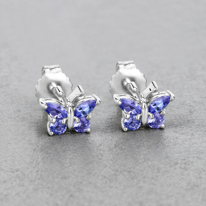 0.60 Carat Genuine Tanzanite .925 Sterling Silver Earrings