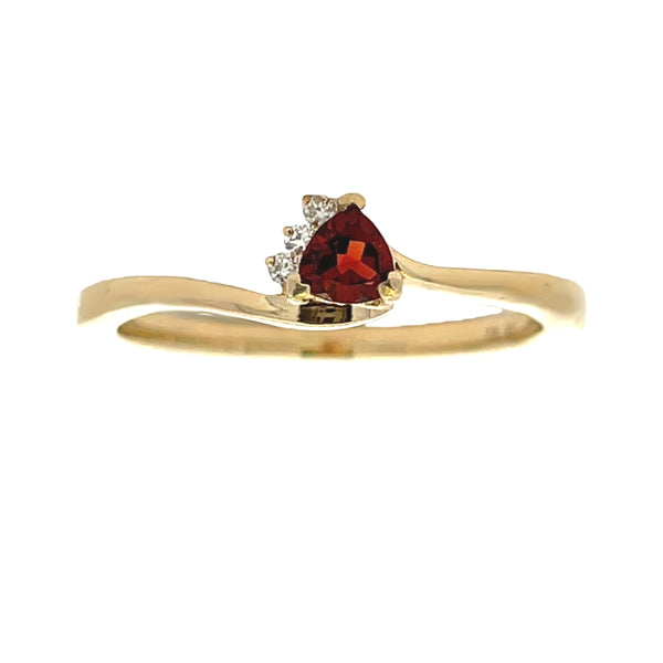 Genuine .03ct Garnet Diamond Ring 10KT Yellow Gold