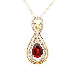 1.02ct Garnet Diamond Fashion Pendants 14KT Yellow Gold