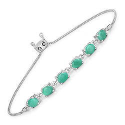 1.68 Carat Genuine Emerald .925 Sterling Silver Bracelet