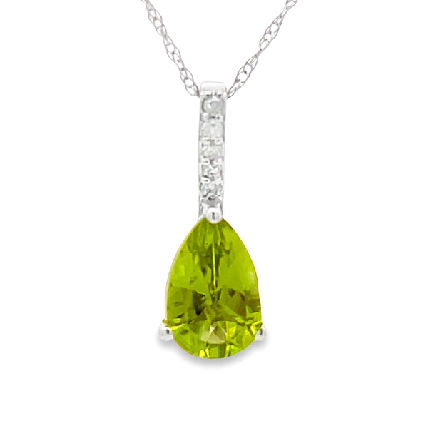 .78ct Peridot Diamond Fashion Pendants 14KT White Gold