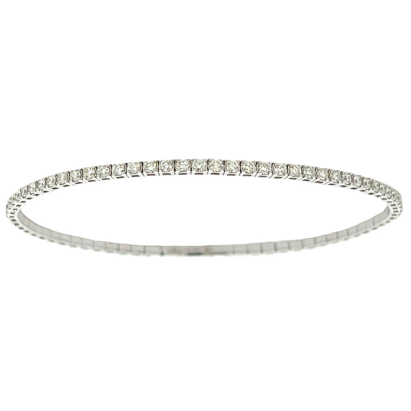 Natural 1.00ct Diamond Bangle Bracelet 14KT White Gold