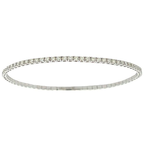 Natural 1.00ct Diamond Bangle Bracelet 14KT White Gold