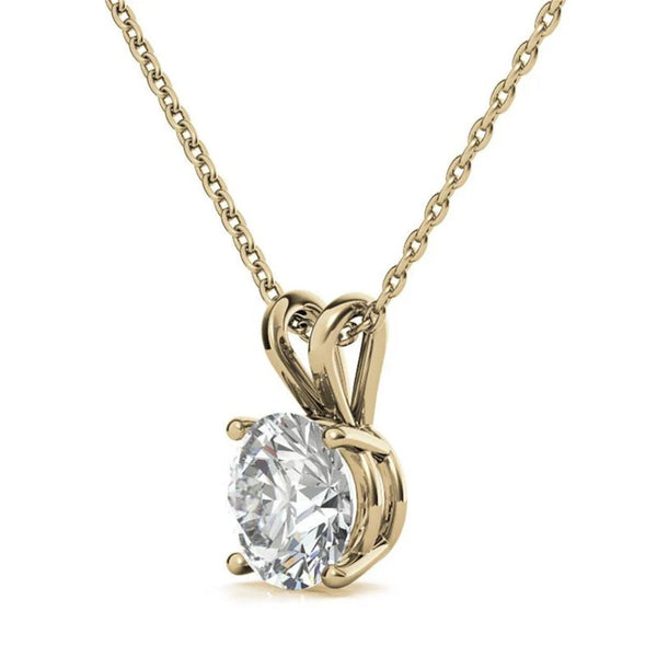 14KT Gold 4 Ct Diamond Necklace Lab Grown Diamond Solitaire Necklace