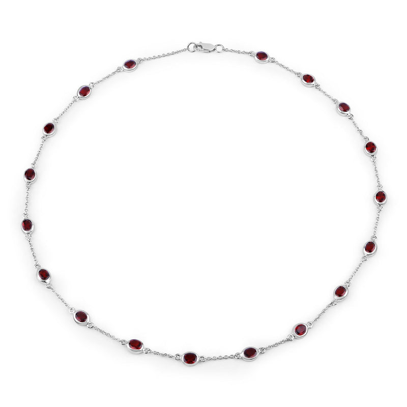 8.10 Carat Genuine Garnet .925 Sterling Silver Necklace