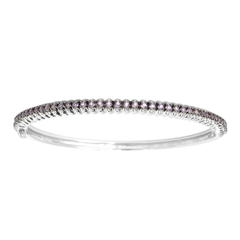 Sterling Silver Natural Amethyst Bangle Bracelet