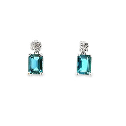 London Blue Topaz Diamond Earrings 10KT White Gold