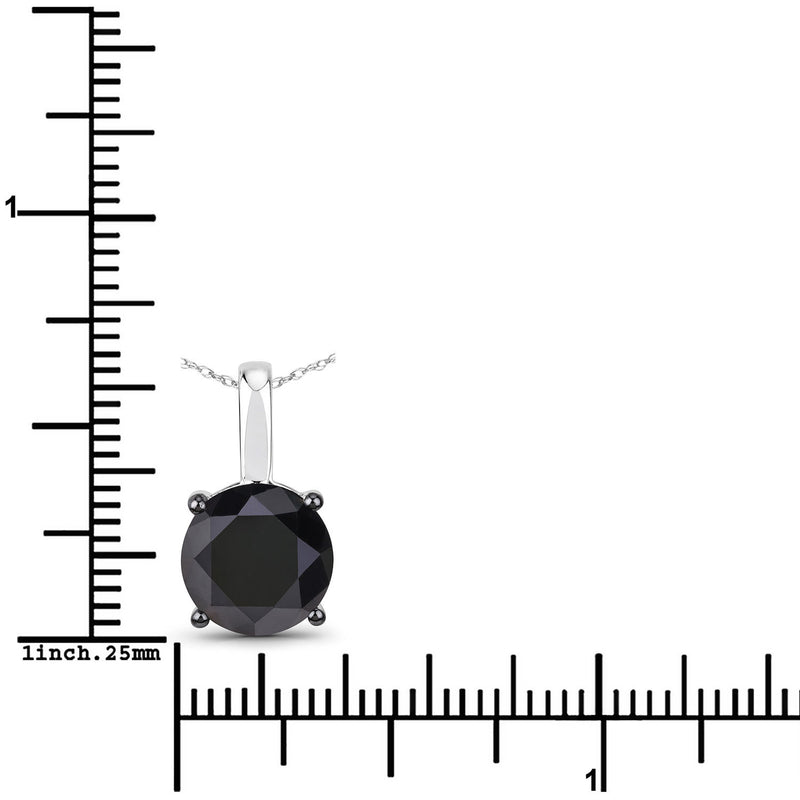 3.46 Carat Genuine Black Diamond 14K White Gold Pendant