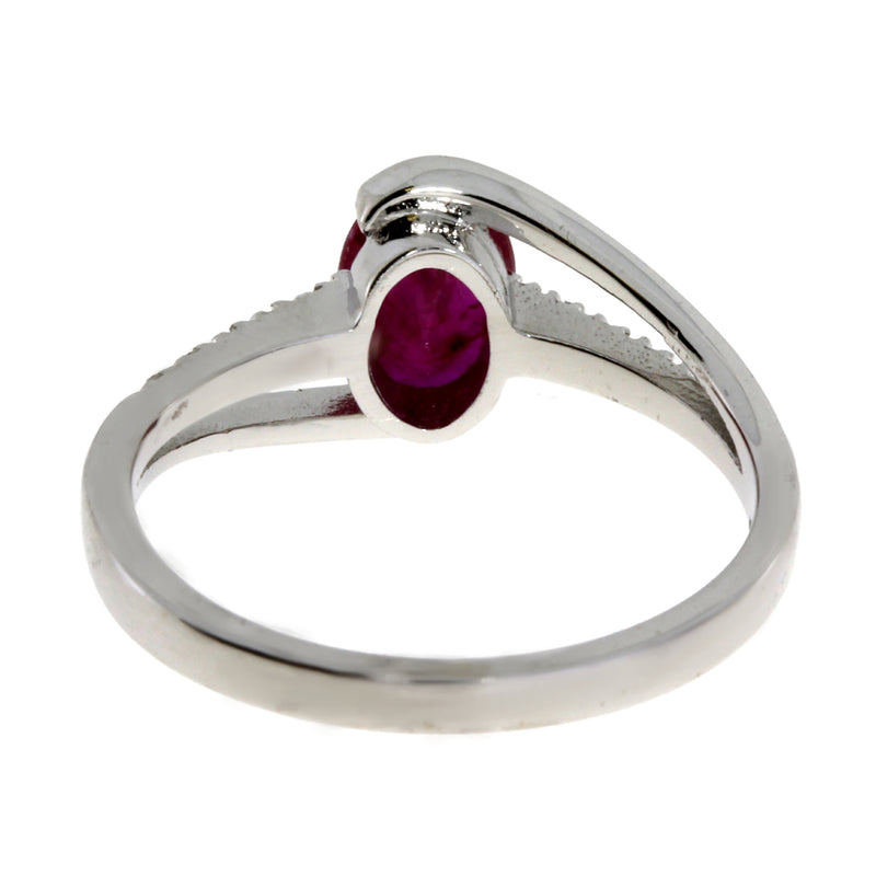 Genuine 1.04ct Ruby Diamond Ring 10KT White Gold