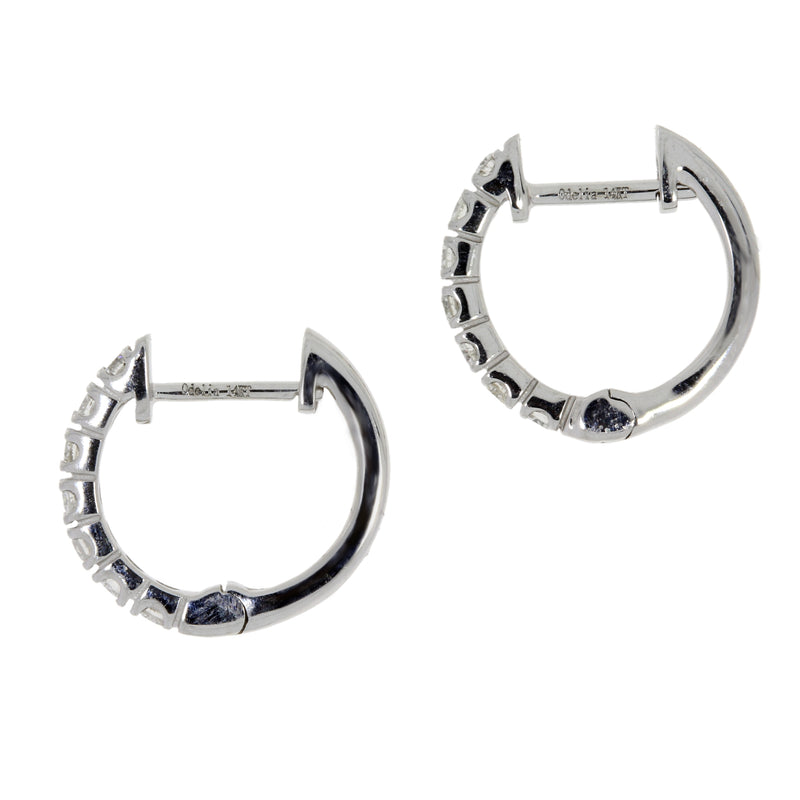 Natural .25ct Diamond Hoop Earrings 14KT White Gold