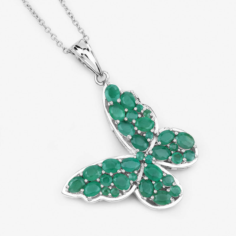 3.13 Carat Genuine Emerald .925 Sterling Silver Pendant