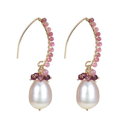 V3 Jewelry Tourmaline & Freshwater Pearl Drop Earrings