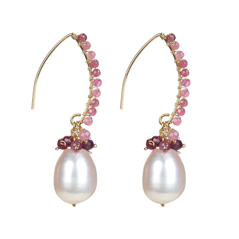 V3 Jewelry Tourmaline & Freshwater Pearl Drop Earrings