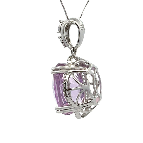 9.65ct Kunzite Diamond Fashion Pendants 14KT White Gold