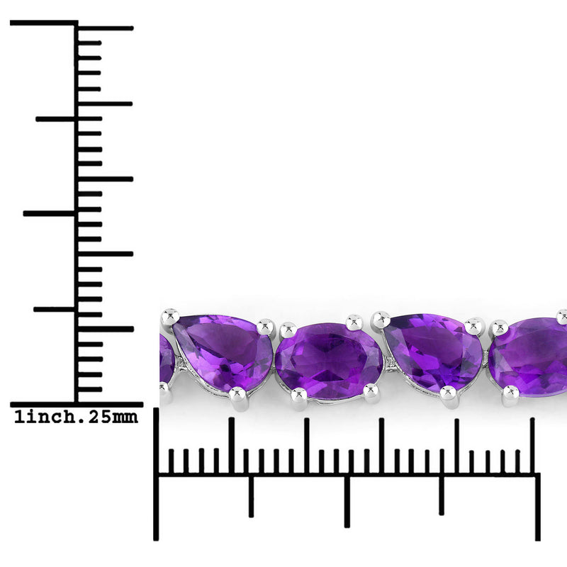 20.04 Carat Genuine Amethyst .925 Sterling Silver Bracelet