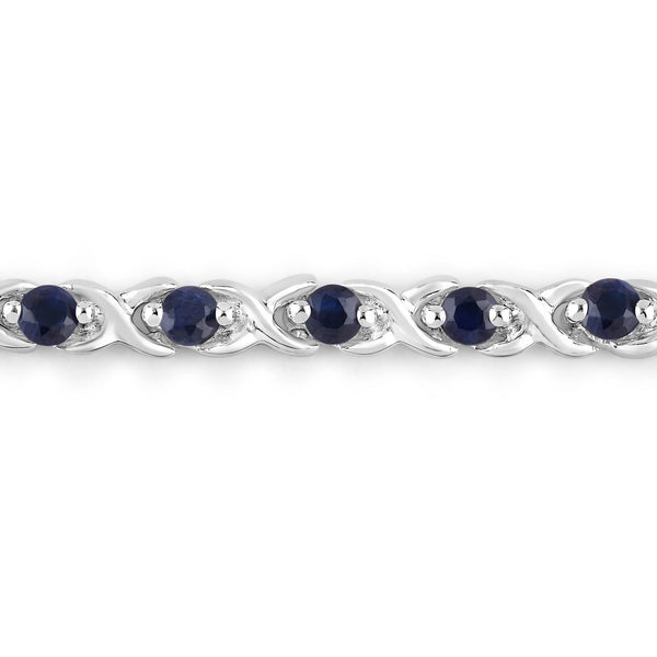 0.88 Carat Genuine Blue Sapphire .925 Sterling Silver Bracelet