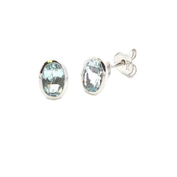 Natural .67ct Aquamarine Stud Earrings 10KT White Gold