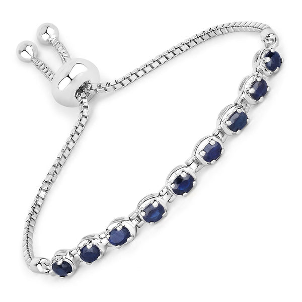 1.80 Carat Genuine Blue Sapphire .925 Sterling Silver Bracelet