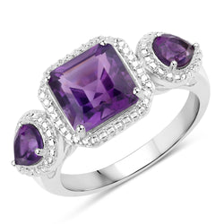 2.80 Carat Genuine Amethyst .925 Sterling Silver Ring