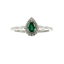 Natural .24ct Emerald Diamond Ring 10KT White Gold