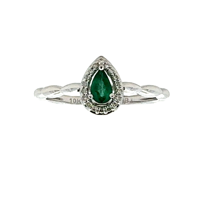 Natural .24ct Emerald Diamond Ring 10KT White Gold