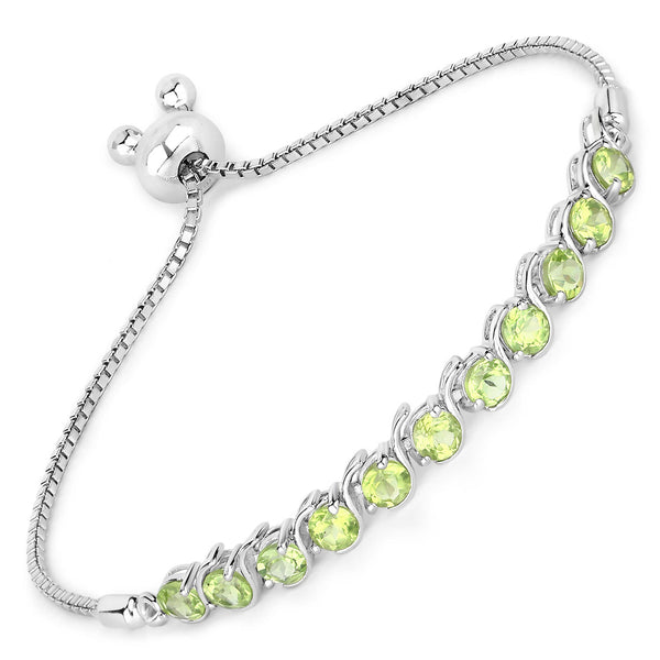 2.64 Carat Genuine Peridot .925 Sterling Silver Bracelet