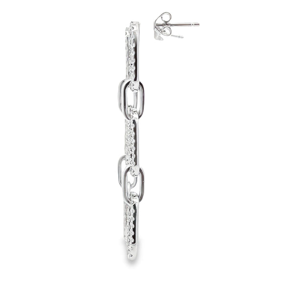 Genuine .99ct Diamond Dangle Earrings 14KT White Gold