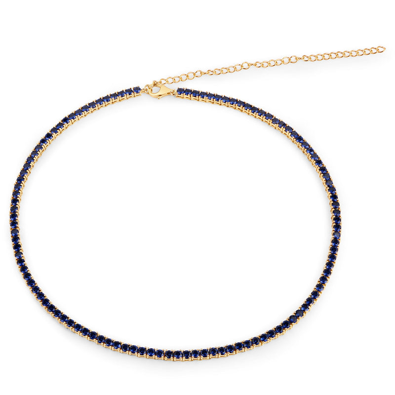 11.65 Carat Created Blue Sapphire .925 Sterling Silver Necklace