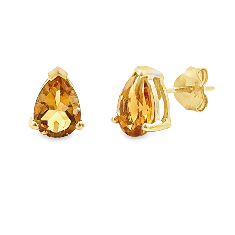 Natural 1.27ct Citrine Stud Earrings 10KT Yellow Gold