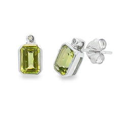 .81ct Peridot Diamond Stud Earrings 10KT White Gold