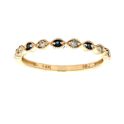 Sapphire Diamond Wedding Band Ring 14KT Yellow Gold