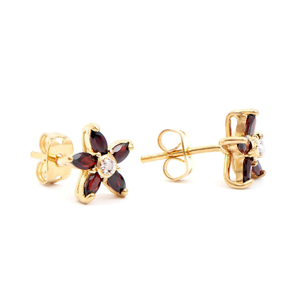 1.03 ctw Garnet & Diamonds 18K Gold Plated Designer Earrings