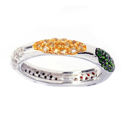 Sterling Silver with Natural Multi Gemstone Eternity Band