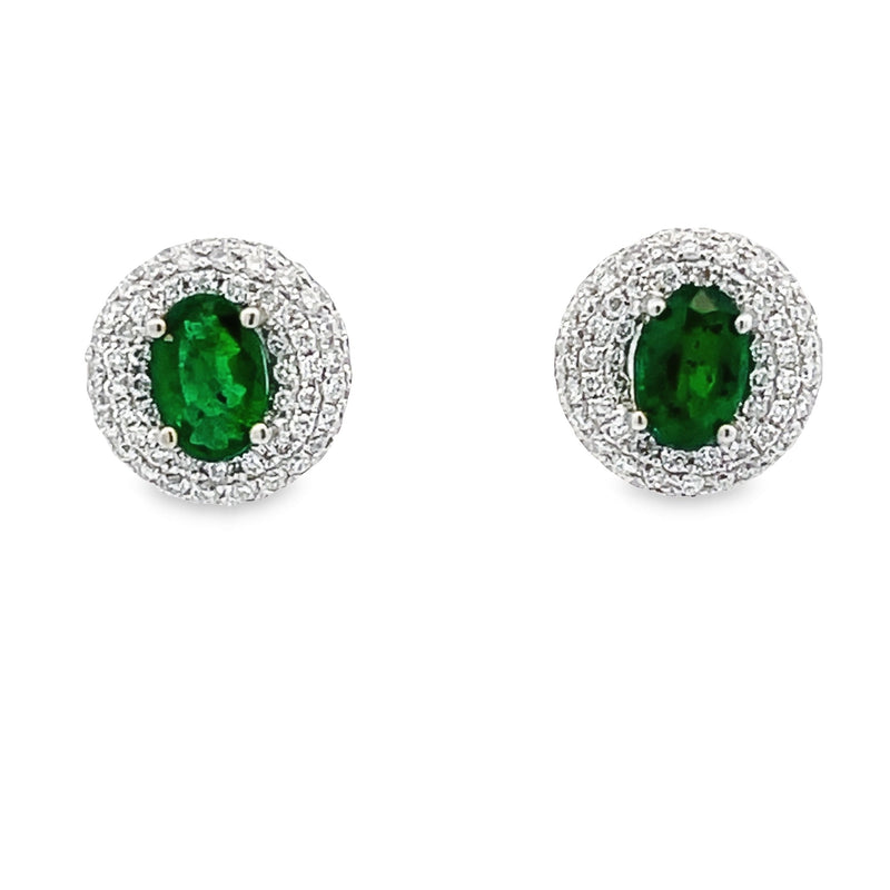 1.50ct Emerald Diamond Stud Earrings 18KT White Gold