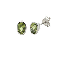 Genuine .87ct Peridot Stud Earrings 10KT White Gold