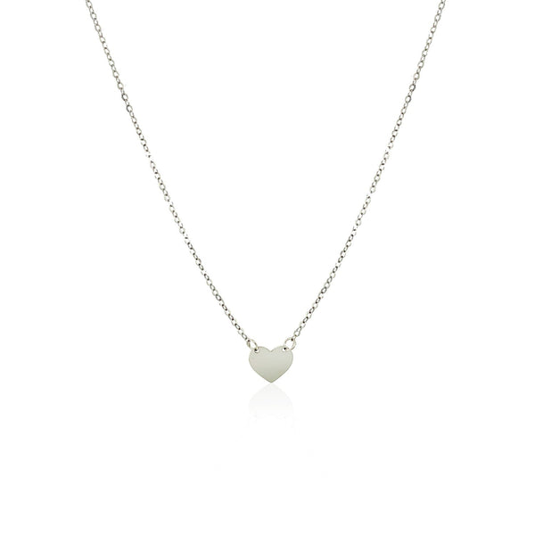 14k White Gold Polished Mini Heart Necklace