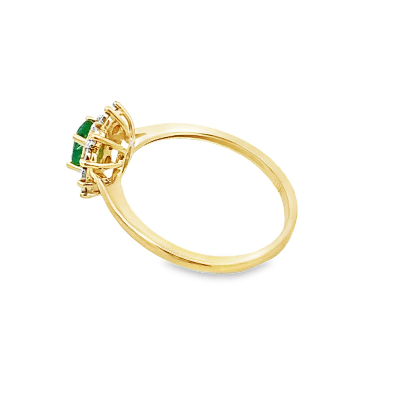 Natural .54ct Emerald Diamond Ring 10KT Yellow Gold