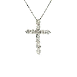 .73ct Diamond Cross Religious Pendant 14KT White Gold