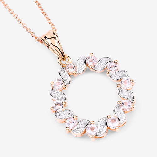 1.00 Carat Genuine Morganite and White Topaz .925 Sterling Silver Pendant